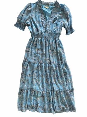 max studio london dress green Amanda Swing Dress in Green Orchid Floral & Bird Print main image 1